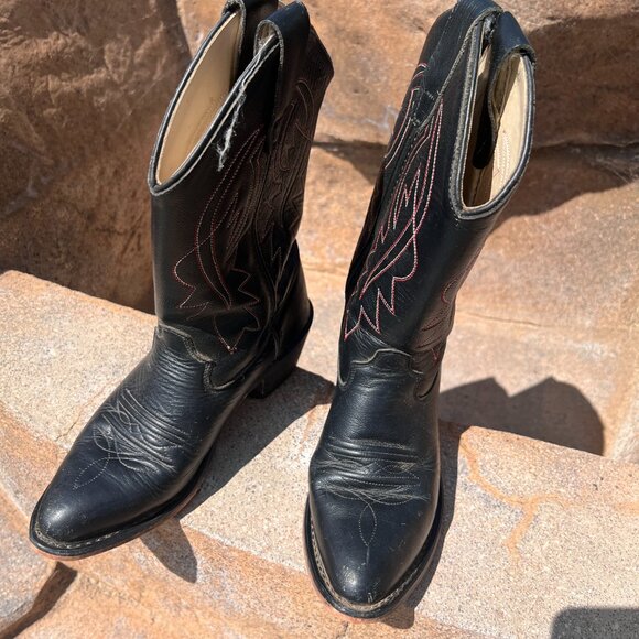 Cody James - Kids - Western Black Leather Cowboy Boots - Size 4 - Picture 2 of 10